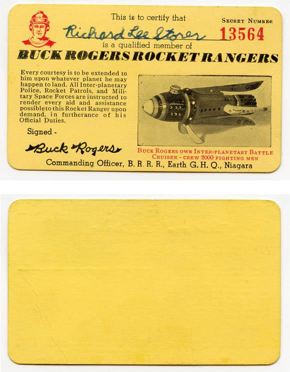 1939, Buck Rogers Rocket Rangers Member Card (#1 Yellow)